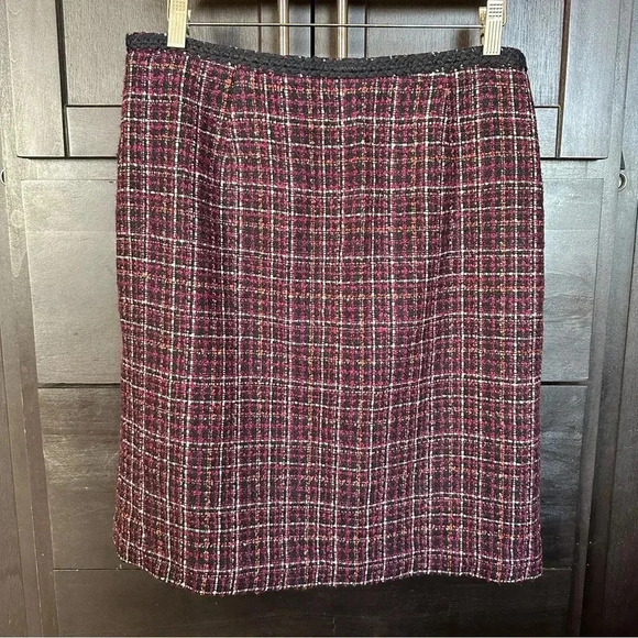 Laura Scott Womens Multicolor Plaid Tweed 2-Piece Skirt Suit 14P - Picture 5 of 14